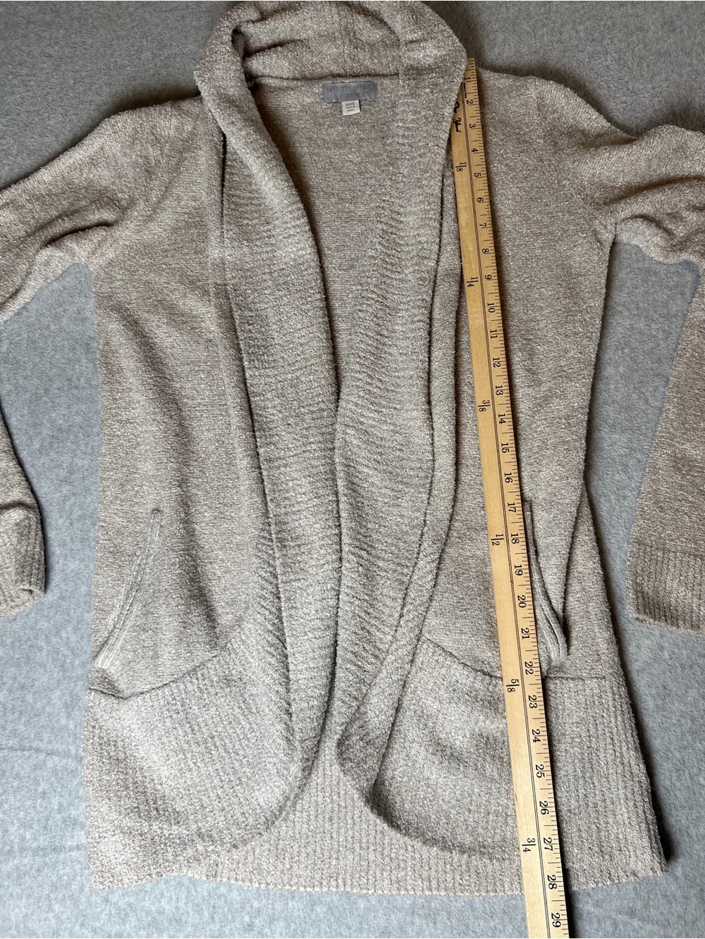 Barefoot Dreams Cozy Open-Front Shawl Collar Cardigan Oatmeal Grey Women’s Size - Picture 9 of 10
